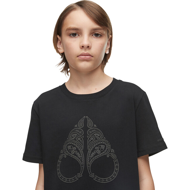 Plaxton T-shirt With Raised Logo On Sleeve, Black - Tees - 3