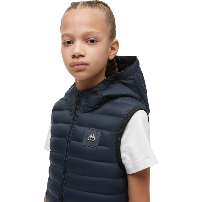 Air Down Vest With Integrated Hood, Blue - Vests - 3