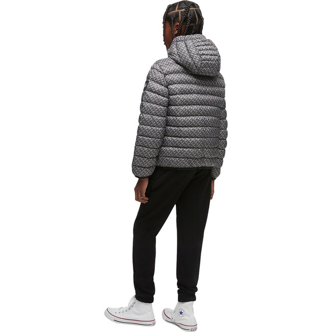Air Down Printed Jacket With Integrated Hood, Grey - Jackets - 2