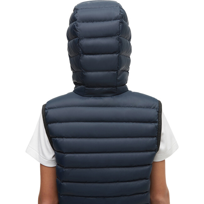 Air Down Vest With Integrated Hood, Blue - Vests - 6