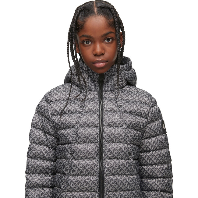 Air Down Printed Jacket With Integrated Hood, Grey - Jackets - 4
