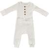 Organic Cotton Ribbed Long Sleeve 2-Piece Set, Coconut - Mixed Apparel Set - 1 - thumbnail