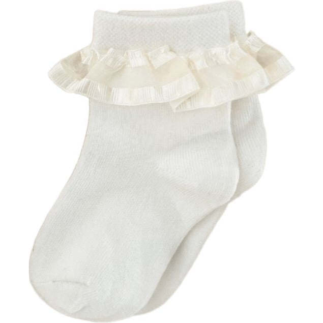 Lace Frill Socks, Cream