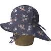 Ditsy Floral Tie-Strap Swim Hat, Grey Blue - Hats - 1 - thumbnail