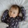 Ditsy Floral Foldover Feet Bamboo Sleeper, Grey Blue - Rompers - 2 - thumbnail