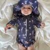 Ditsy Floral Tie-Strap Swim Hat, Grey Blue - Hats - 2