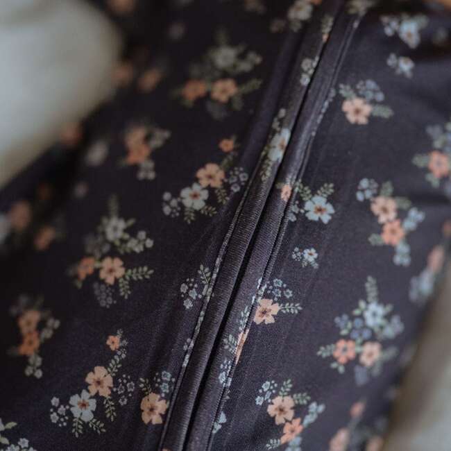 Ditsy Floral Foldover Feet Bamboo Sleeper, Grey Blue - Rompers - 3