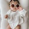Coconut Muslin Long Sleeve Eyelet Back Romper, White - Rompers - 4