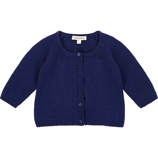 Rosa Baby Crew Neck Button-Up Cardigan, Royal Blue