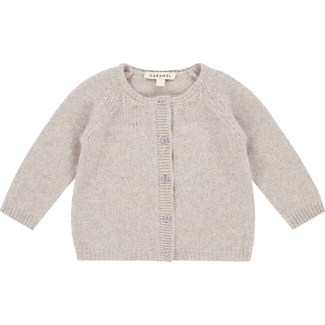 Rosa Baby Crew Neck Button-Up Cardigan, Stone