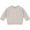 Poa Baby Crew Neck Ribbed Cuff Jumper, Stone - Sweaters - 1 - thumbnail