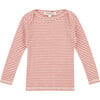 Kishon Baby Long Cuff Sleeve Stripe T-Shirt, Redcurrent And Cream - Shirts - 1 - thumbnail