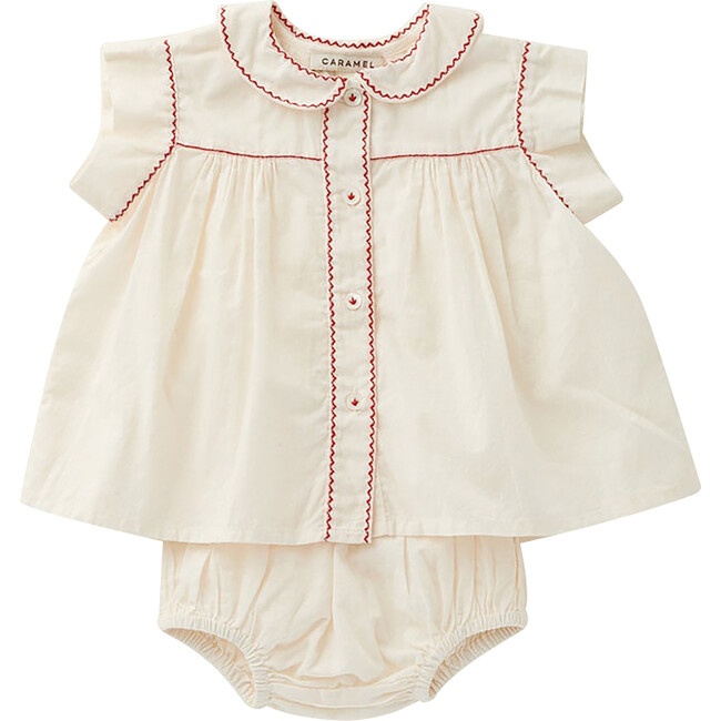 Lemongrass Baby Peter Pan Collar Set, Off-White - Mixed Apparel Set - 1