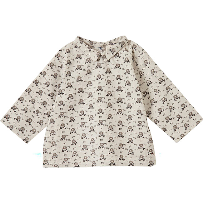 Carrot Baby Peter Pan Collar Print Shirt, Polka Floral - Shirts - 1