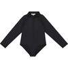 Dill Zip-Up Long Sleeve Swimsuit, Black - Swim Trunks - 1 - thumbnail