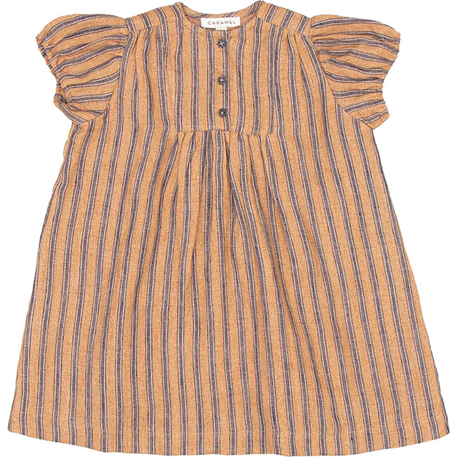Yarrow Baby Puff Sleeve Stripe Dress, Mustard