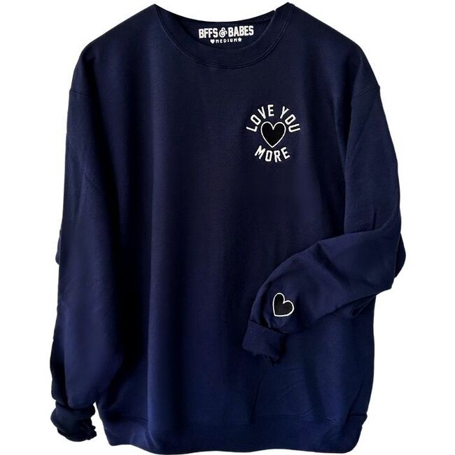 Women's Embroidered Love u More Sweatshirt, Navy - Sweatshirts - 1