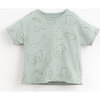 All-Over Fruit Sketch Graphic Print Unfinished Hem T-Shirt, Blue - Tees - 1 - thumbnail