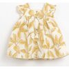 All-Over Golden Leaf Graphic Print Ruffle Sleeve Dress, Multicolors - Dresses - 1 - thumbnail