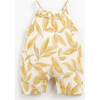 All-Over Leaf Illustration Graphic Print Ruffle Overalls, Multicolors - Overalls - 1 - thumbnail