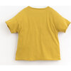 Front Pocket Unfinished Hem Tee, Mustard - Tees - 2