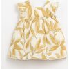 All-Over Golden Leaf Graphic Print Ruffle Sleeve Dress, Multicolors - Dresses - 2