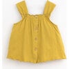 Ruffle Chest Thick Straps Tunic, Mustard - Tunics - 1 - thumbnail