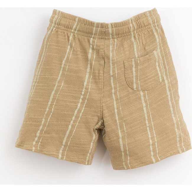 Monochormatic Drawstring Striped Shorts, Tan - Shorts - 2
