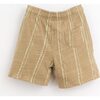 Monochormatic Drawstring Striped Shorts, Tan - Shorts - 2