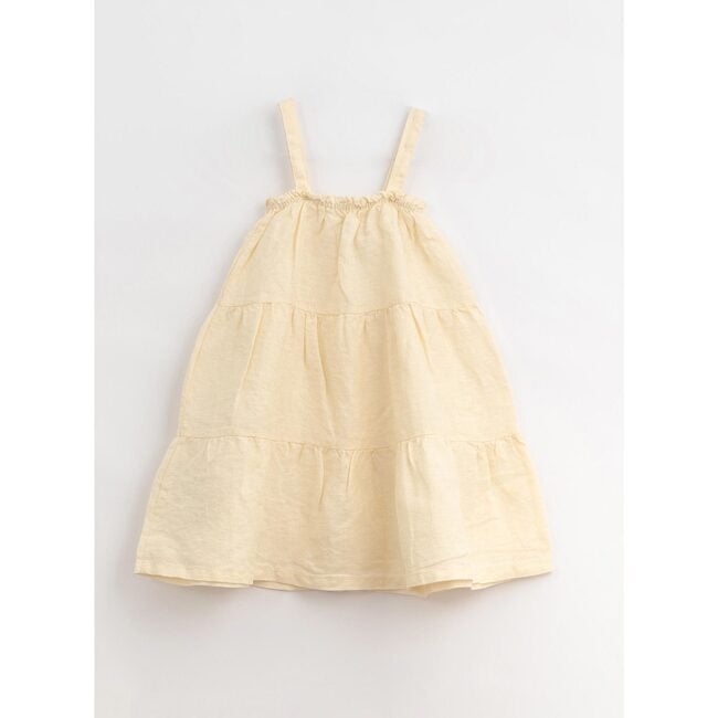 Linen Ruffle Top Tiered Dress, Cream - Dresses - 2