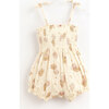 All-Over Tropical Fruit Graphic Tie Strap Cinched Bodice Romper, Multicolors - Rompers - 1 - thumbnail