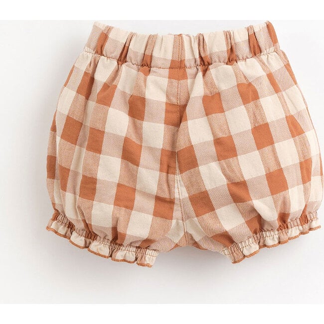 Woven Cinched Waist Checked Shorts, Red And Pink - Shorts - 2