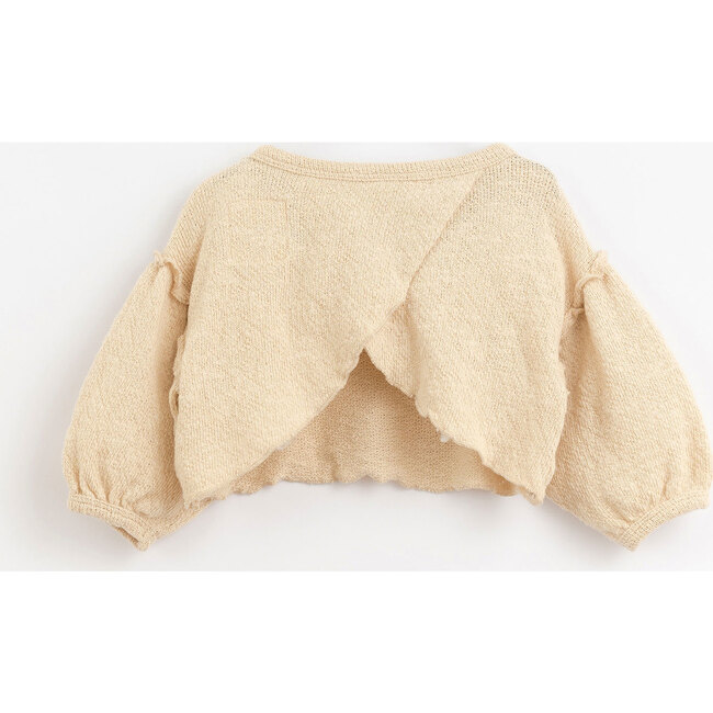 Elongated Neck Ruffle Arm Bell Sleeve Sweater, Natural - Sweaters - 2