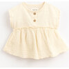 T-Shirt Bodice Ruffle Gauze Hem Tunic, Ivory - Tunics - 1 - thumbnail