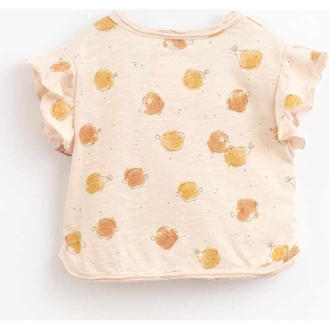 All-Over Blowfish Graphic Ruffled Sleeve Tee, Pink - Tees - 2