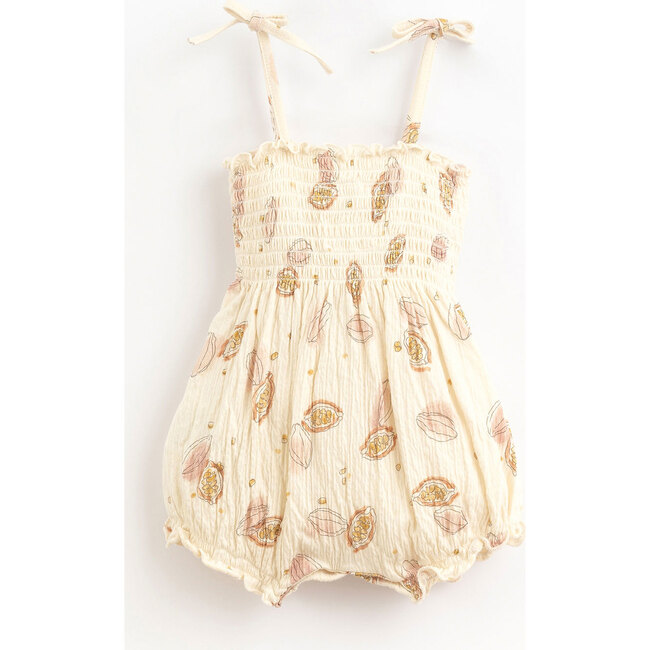 All-Over Tropical Fruit Graphic Tie Strap Cinched Bodice Romper, Multicolors - Rompers - 2
