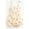 All-Over Tropical Fruit Graphic Tie Strap Cinched Bodice Romper, Multicolors - Rompers - 2
