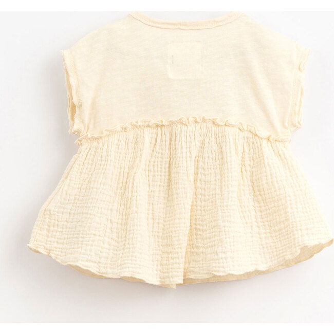 T-Shirt Bodice Ruffle Gauze Hem Tunic, Ivory - Tunics - 2