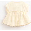 T-Shirt Bodice Ruffle Gauze Hem Tunic, Ivory - Tunics - 2