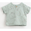 All-Over Fruit Sketch Graphic Print T-Shirt, Blue - Tees - 1 - thumbnail
