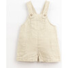Wooden Button Strapped Overalls, Off-White - Overalls - 1 - thumbnail