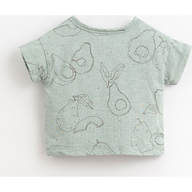 All-Over Fruit Sketch Graphic Print T-Shirt, Blue - Tees - 2