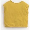 Front Pocket Unfinished Hem Muscle Tee, Mustard - Tees - 2