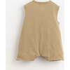 Muscle Tank Sleeve Short Romper, Tan - Rompers - 2