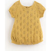 Ruffled Cap Sleeves Knit Bubble, Mustard - Onesies - 1 - thumbnail