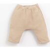 Woven Woodden Buttoned Waist Pants, Beige - Pants - 1 - thumbnail