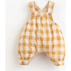 Checked Romper, Yellow And Pink - Rompers - 1 - thumbnail