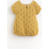 Ruffled Cap Sleeves Knit Bubble, Mustard - Onesies - 2
