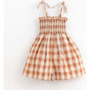 Tie Straps Cinched Bodice Checked Romper, Red And Pink - Rompers - 1 - thumbnail