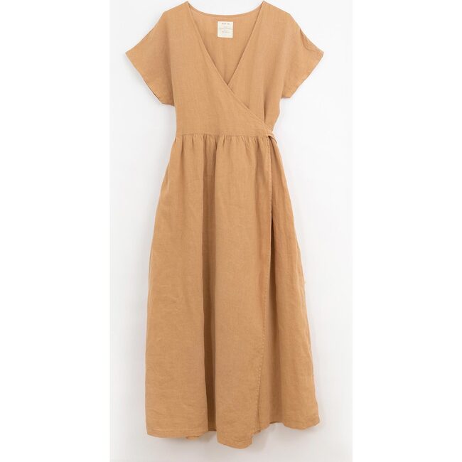 Women's Wrap-Style Silhouette Dress, Rust